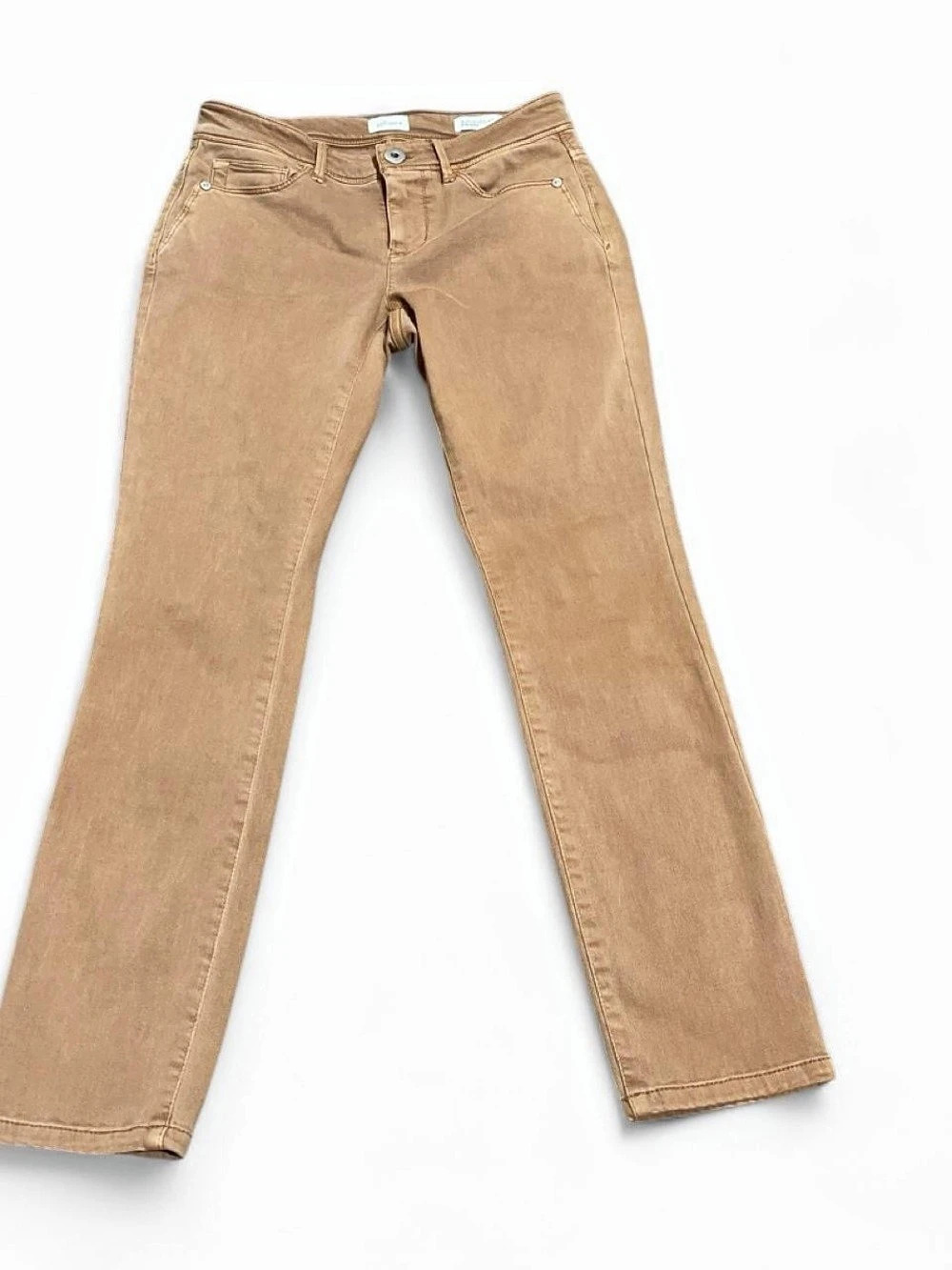 J. Jill Authentic Fit Slim Ankle Straight Leg Stretch Jeans in Tan